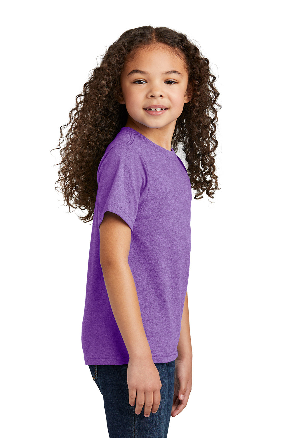 Port & Company PC330Y Youth Short Sleeve Crewneck T-Shirt Heather Team Purple Side