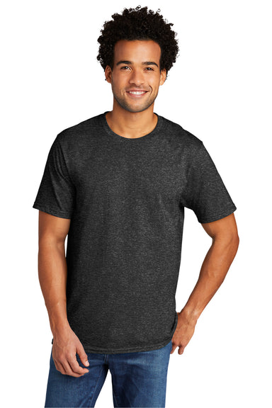 Port & Company Mens Short Sleeve Crewneck T-Shirt Heather Black Front