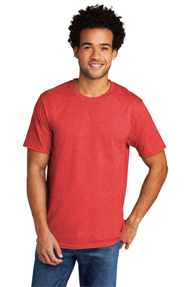 Port & Company Mens Short Sleeve Crewneck T-Shirt Heather Bright Red Front
