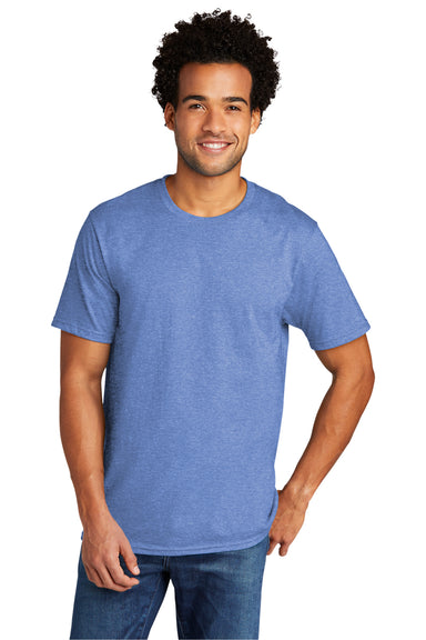 Port & Company Mens Short Sleeve Crewneck T-Shirt Heather Carolina Blue Front