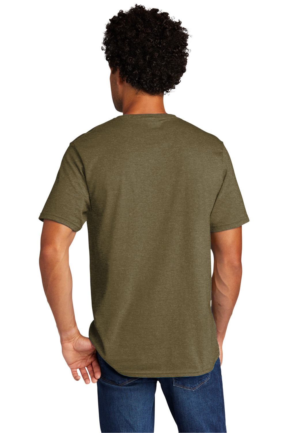 Port & Company Mens Short Sleeve Crewneck T-Shirt Heather Coyote Brown Side