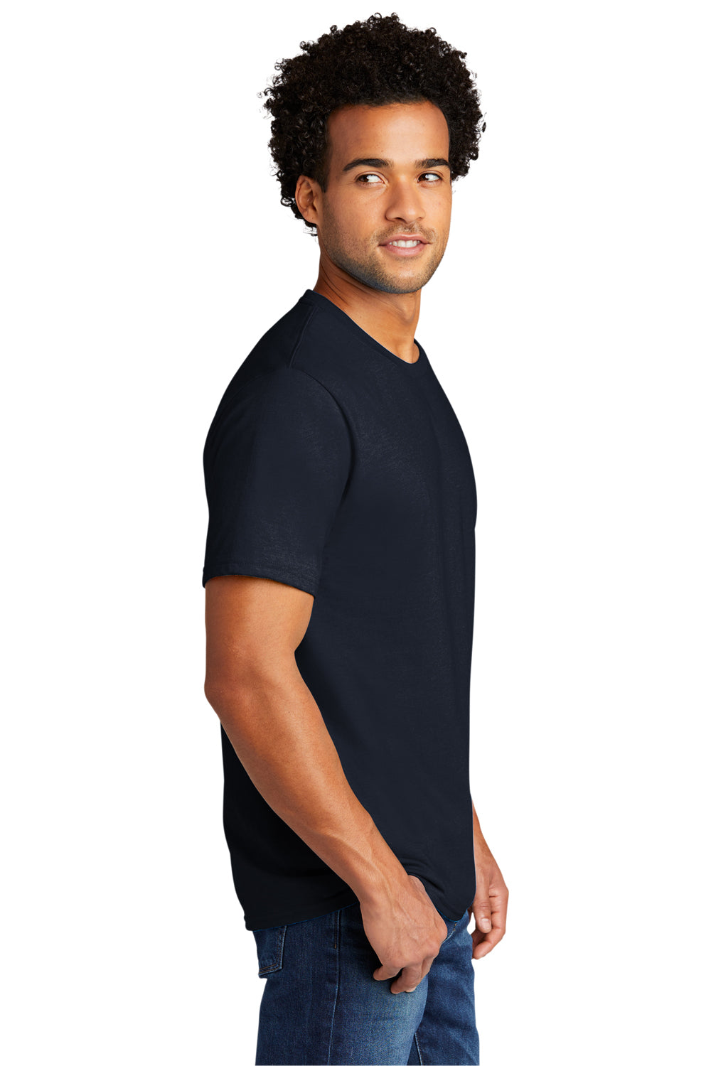 Port & Company Mens Short Sleeve Crewneck T-Shirt Deep Navy Blue Side