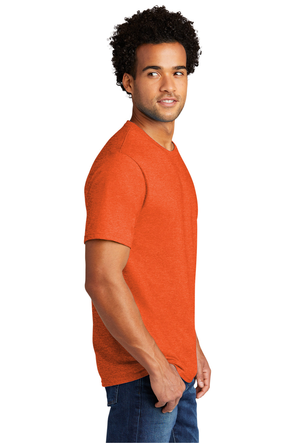 Port & Company Mens Short Sleeve Crewneck T-Shirt Heather Deep Orange Side