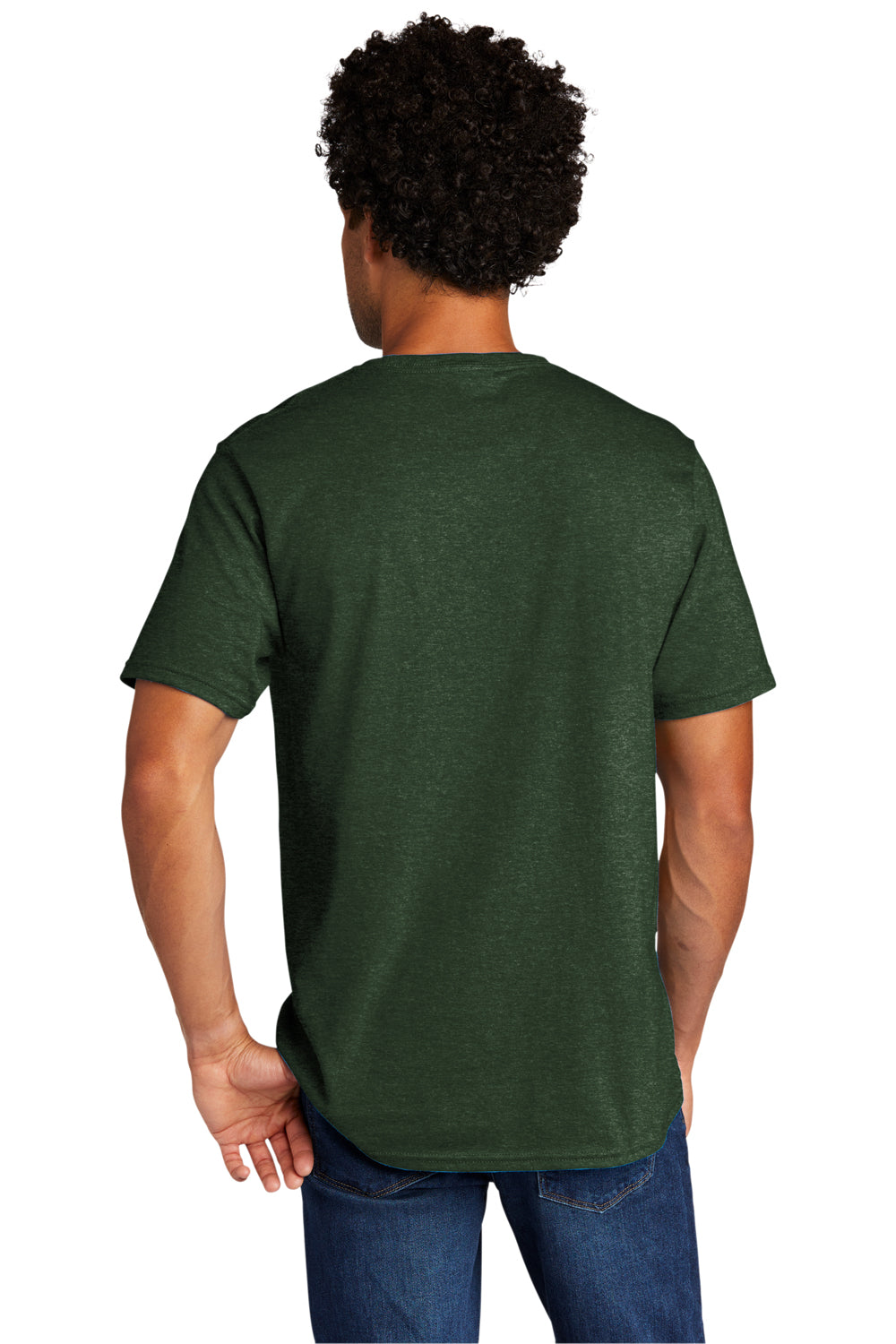 Port & Company Mens Short Sleeve Crewneck T-Shirt Heather Forest Green Side
