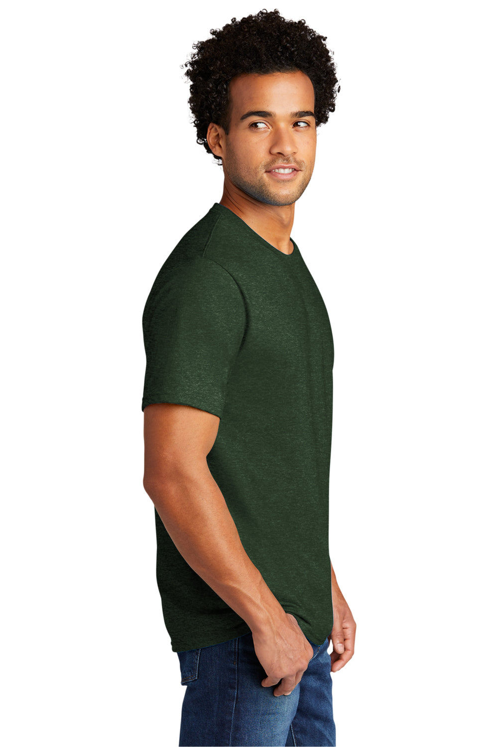 Port & Company Mens Short Sleeve Crewneck T-Shirt Heather Forest Green Side