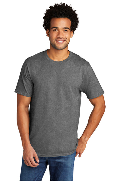 Port & Company Mens Short Sleeve Crewneck T-Shirt Heather Graphite Grey Front