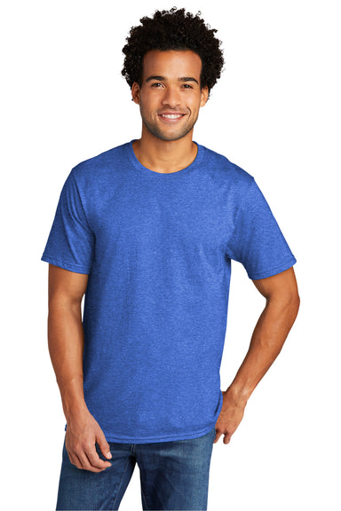 Port & Company Mens Short Sleeve Crewneck T-Shirt Heather Royal Blue Front