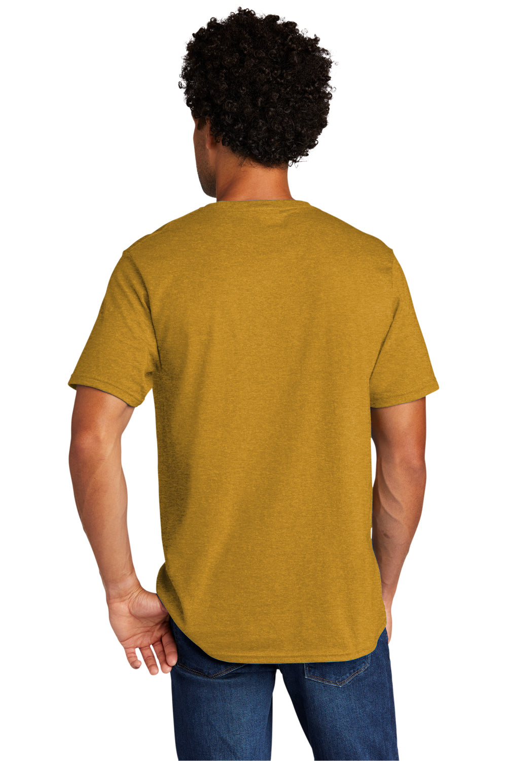 Port & Company Mens Short Sleeve Crewneck T-Shirt Heather Ochre Yellow Side