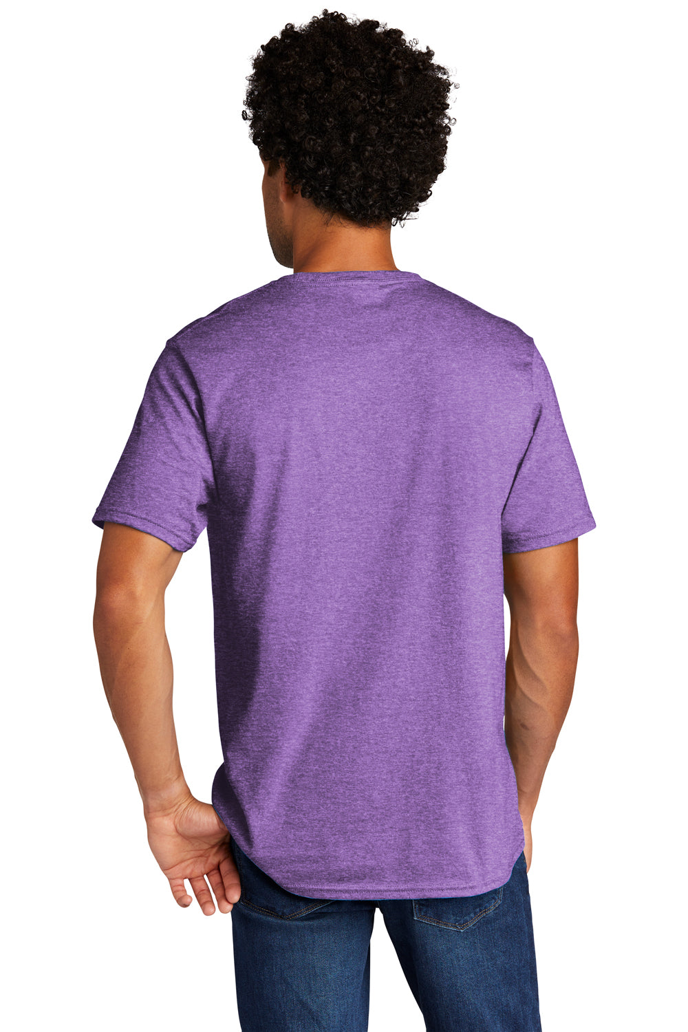 Port & Company Mens Short Sleeve Crewneck T-Shirt Heather Team Purple Side