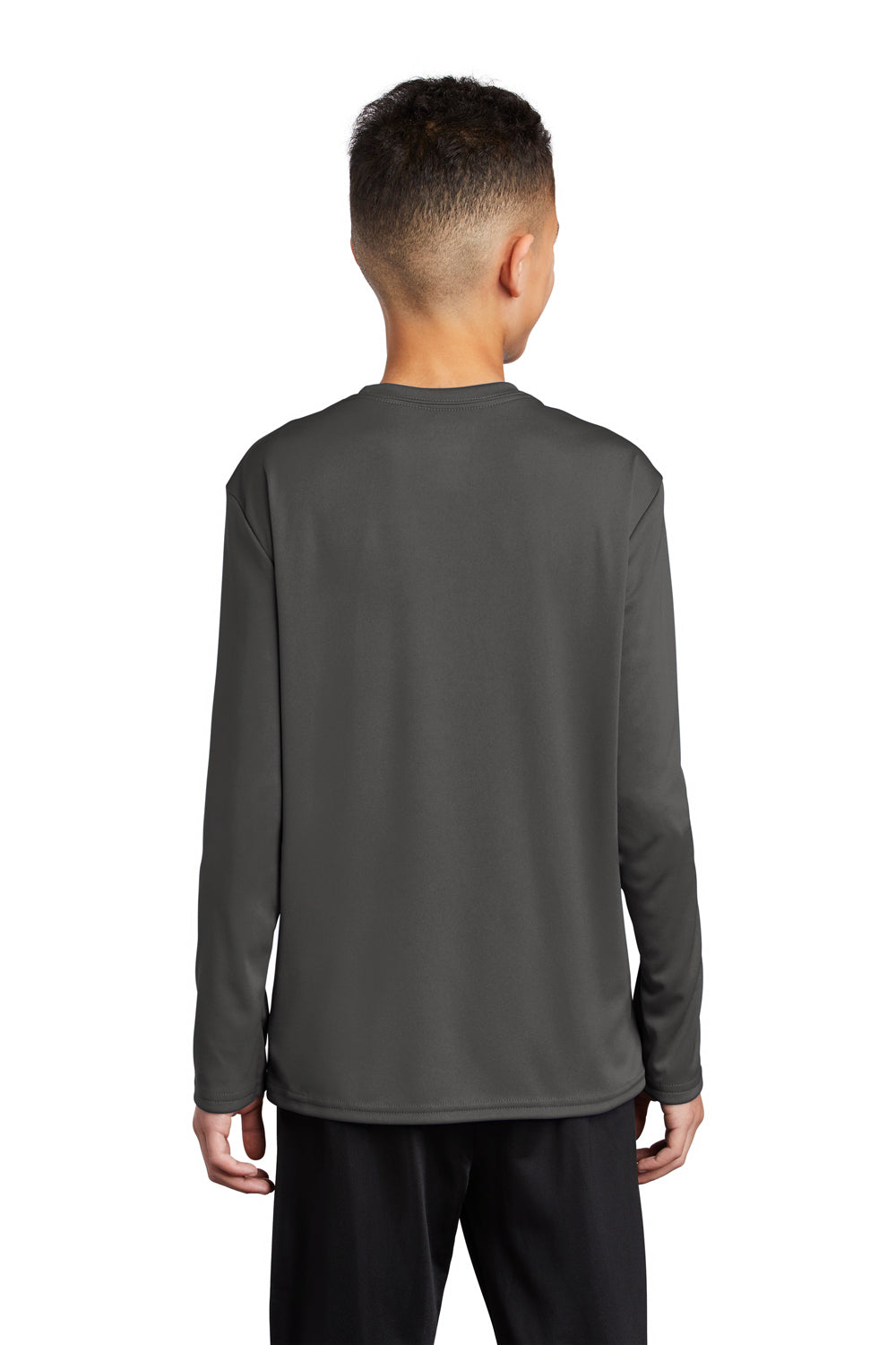 Port & Company Youth Performance Long Sleeve Crewneck T-Shirt Charcoal Grey Side