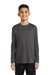 Port & Company Youth Performance Long Sleeve Crewneck T-Shirt Charcoal Grey Front