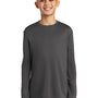 Port & Company Youth Dry Zone Performance Moisture Wicking Long Sleeve Crewneck T-Shirt - Charcoal Grey