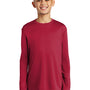 Port & Company Youth Dry Zone Performance Moisture Wicking Long Sleeve Crewneck T-Shirt - Red