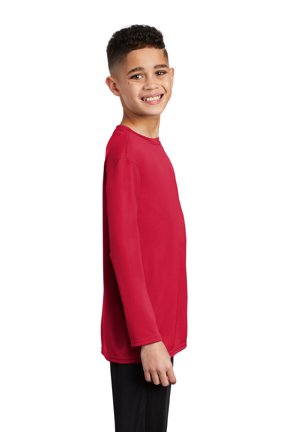 Port & Company Youth Performance Long Sleeve Crewneck T-Shirt Red Side