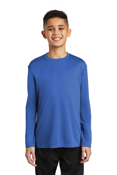 Port & Company Youth Performance Long Sleeve Crewneck T-Shirt Royal Blue Front