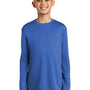 Port & Company Youth Dry Zone Performance Moisture Wicking Long Sleeve Crewneck T-Shirt - Royal Blue - Closeout