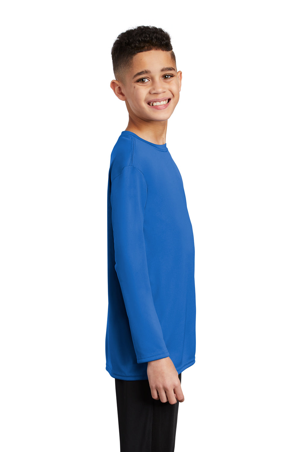 Port & Company Youth Performance Long Sleeve Crewneck T-Shirt Royal Blue Side