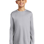 Port & Company Youth Dry Zone Performance Moisture Wicking Long Sleeve Crewneck T-Shirt - Silver Grey