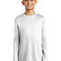 Port & Company Youth Dry Zone Performance Moisture Wicking Long Sleeve Crewneck T-Shirt - White