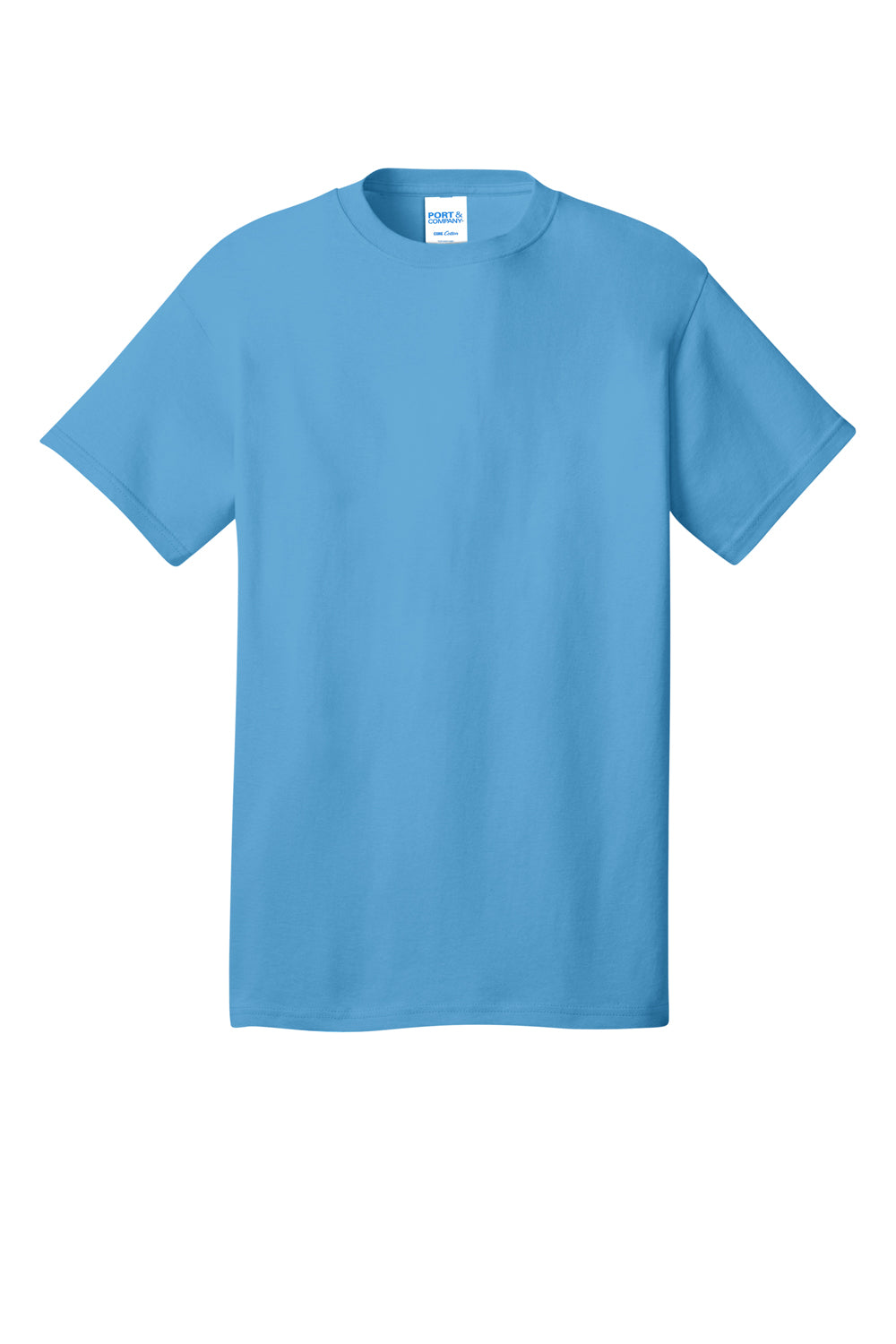 Port & Company PC54DTG Core Cotton DTG Short Sleeve Crewneck T-Shirt Aquatic Blue Flat Front