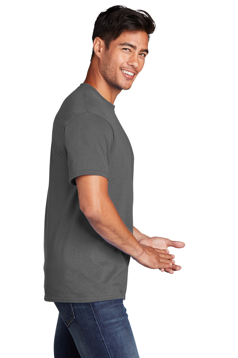 Port & Company PC54DTG Mens Charcoal Grey Core Cotton DTG Short Sleeve  Crewneck T-Shirt —