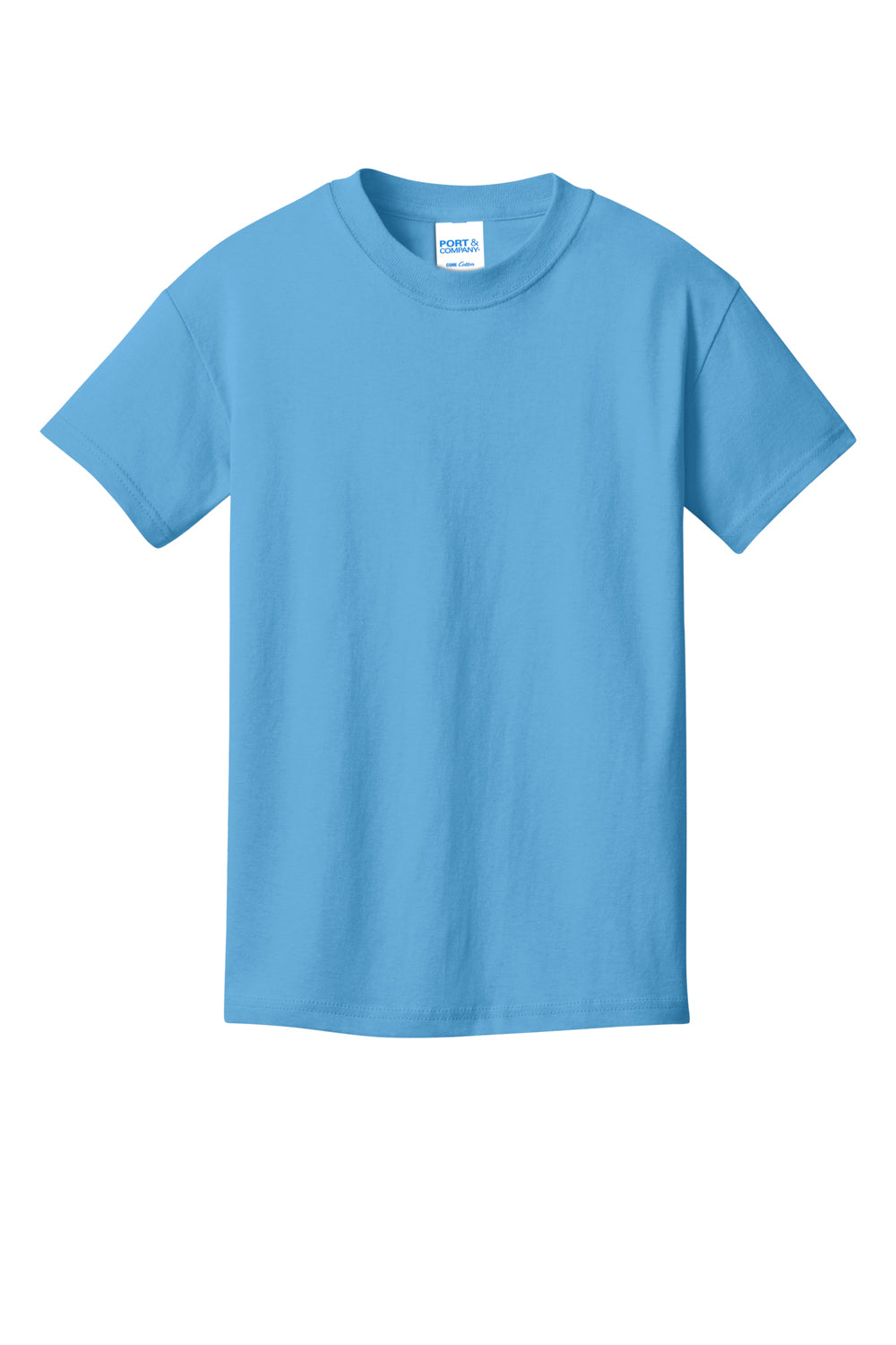 Port & Company PC54YDTG Core Cotton DTG Short Sleeve Crewneck T-Shirt Aquatic Blue Flat Front