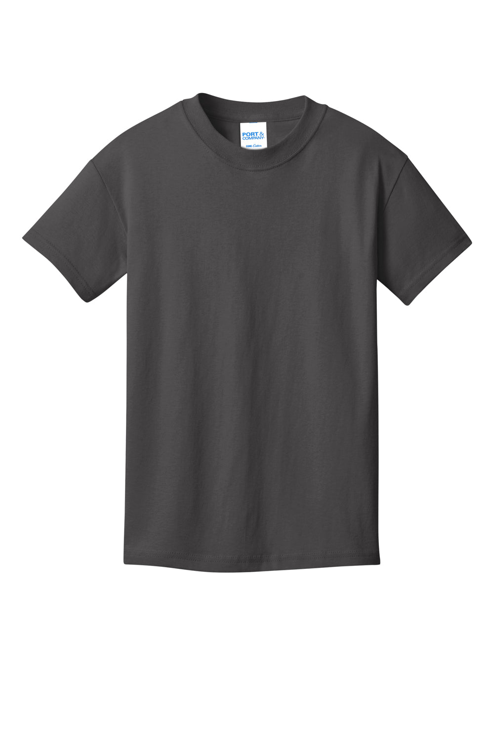 Port & Company PC54YDTG Core Cotton DTG Short Sleeve Crewneck T-Shirt Charcoal Grey Flat Front
