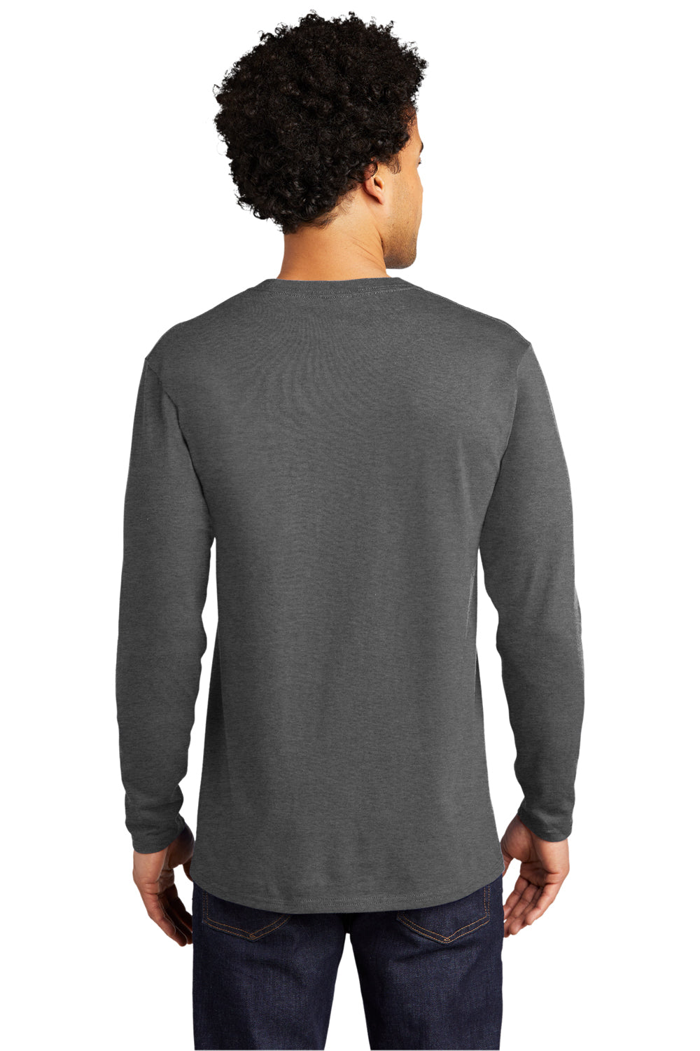 Port & Company Mens Bouncer Long Sleeve Crewneck T-Shirt Heather Dark Grey Side