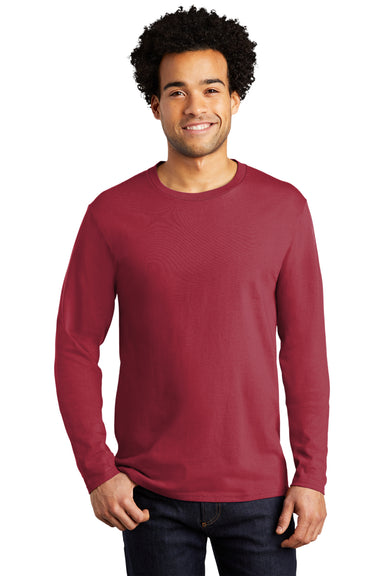 Port & Company Mens Bouncer Long Sleeve Crewneck T-Shirt Rich Red Front