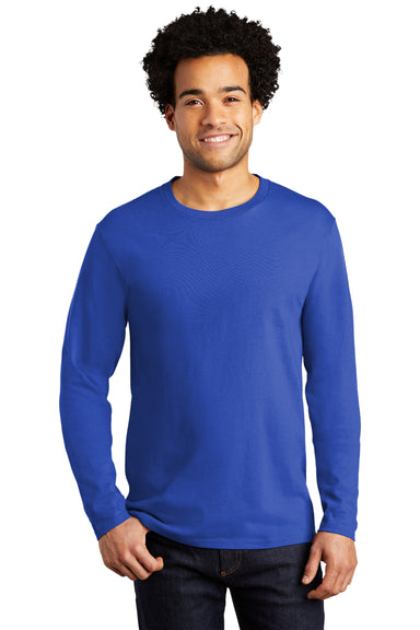 Port & Company Mens Bouncer Long Sleeve Crewneck T-Shirt True Royal Blue Front