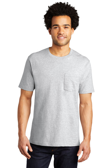 Port & Company Mens Bouncer Short Sleeve Crewneck T-Shirt w/ Pocket Ash Grey Front
