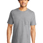 Port & Company Mens Bouncer Short Sleeve Crewneck T-Shirt w/ Pocket - Heather Grey