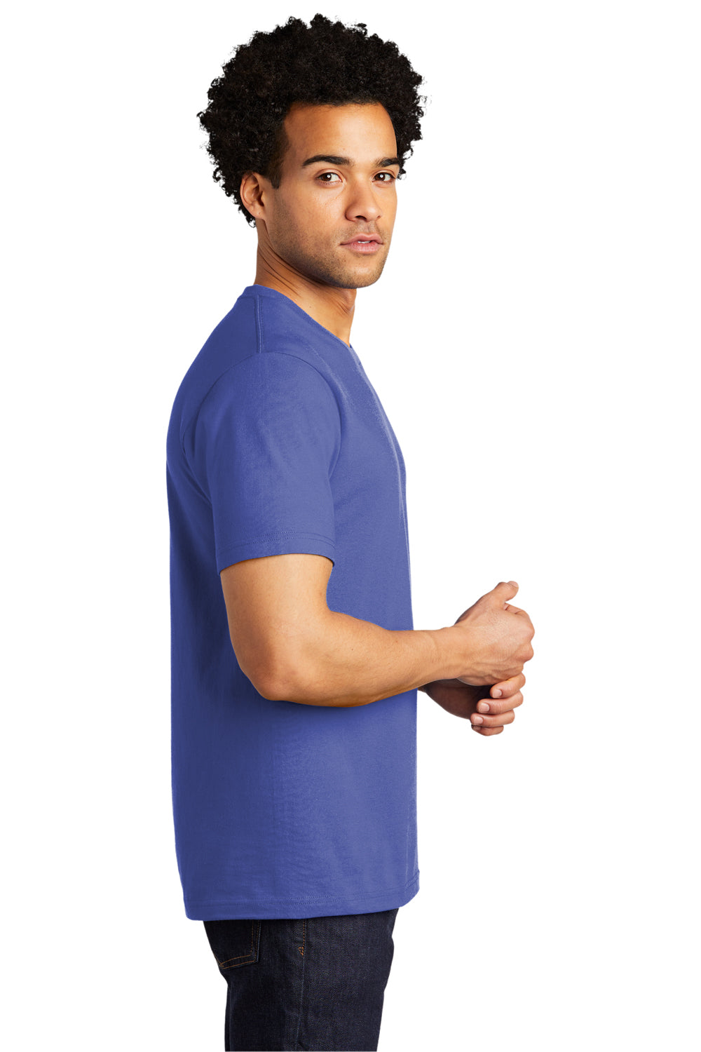 Port & Company Mens Bouncer Short Sleeve Crewneck T-Shirt Blue Iris Side