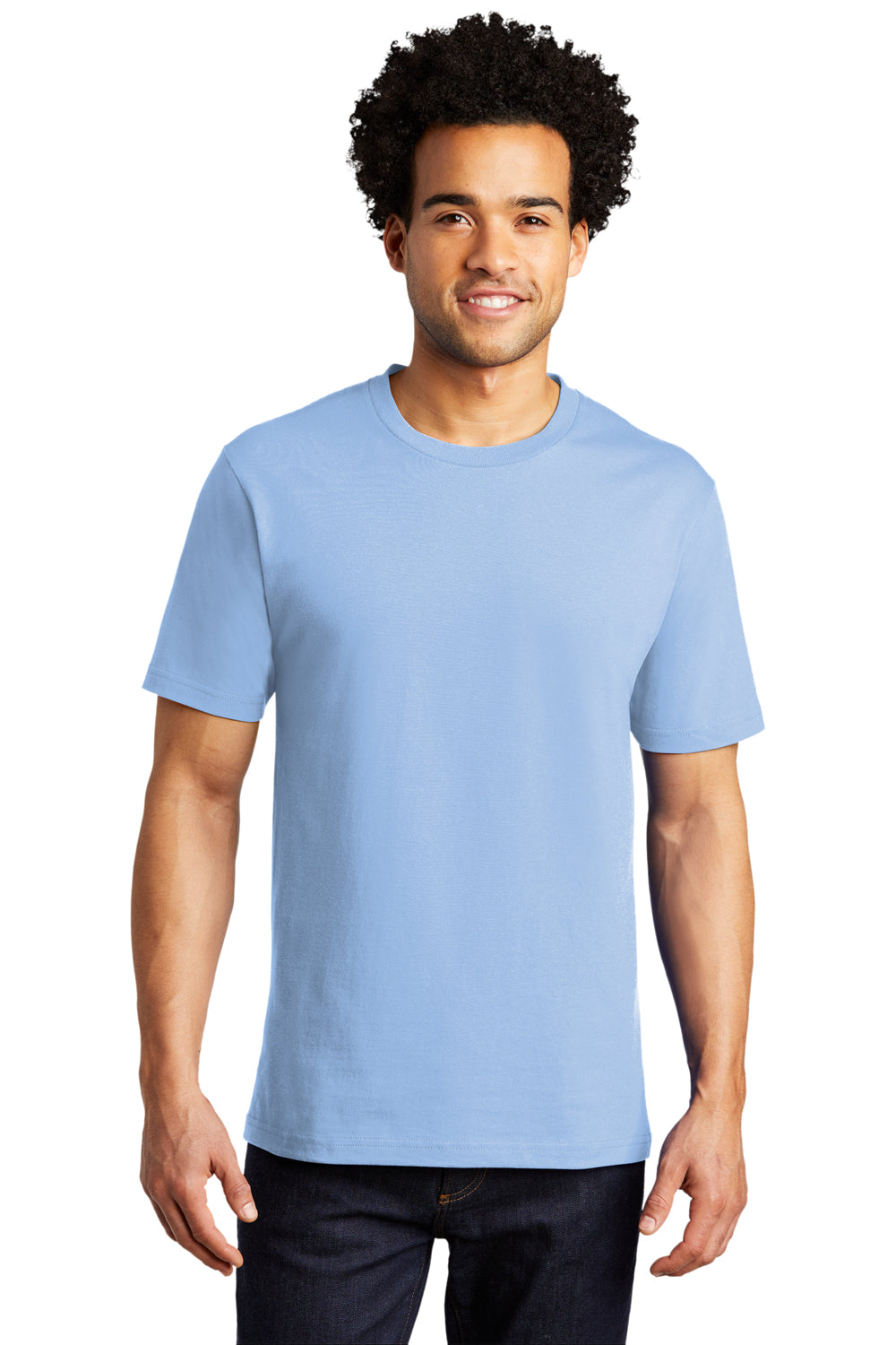 Port & Company Mens Bouncer Short Sleeve Crewneck T-Shirt Light Blue Front