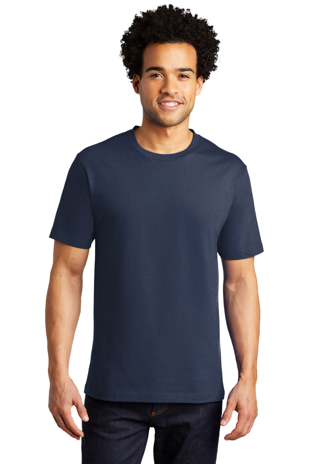 Port & Company Mens Bouncer Short Sleeve Crewneck T-Shirt Navy Blue Front