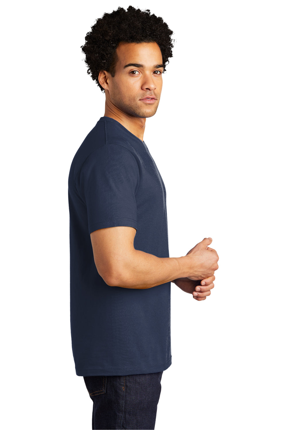 Port & Company Mens Bouncer Short Sleeve Crewneck T-Shirt Navy Blue Side
