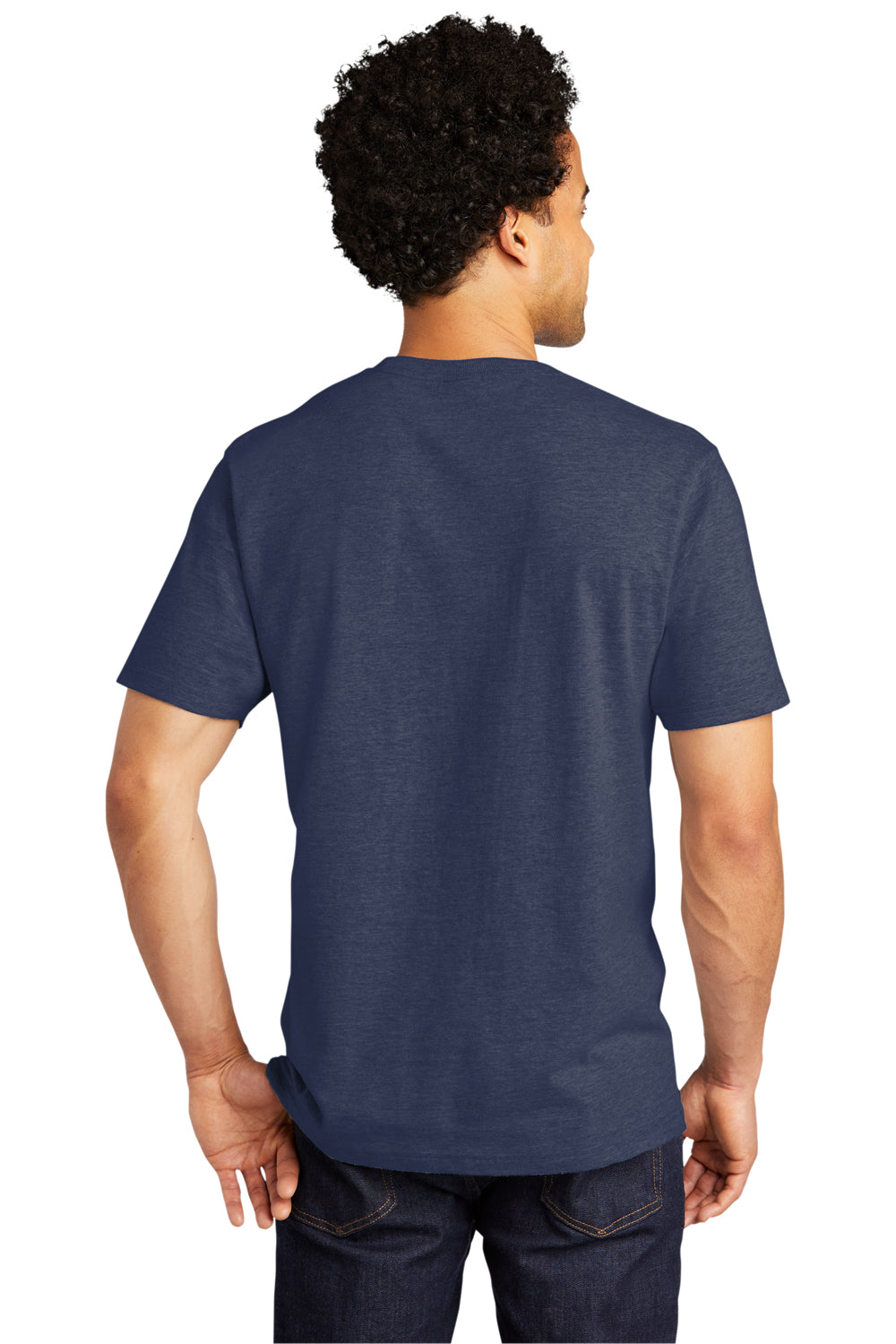 Port & Company Mens Bouncer Short Sleeve Crewneck T-Shirt Heather Team Navy Blue Side