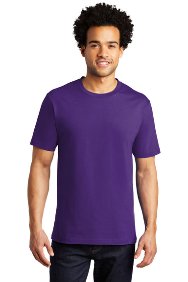 Port & Company Mens Bouncer Short Sleeve Crewneck T-Shirt Team Purple Front