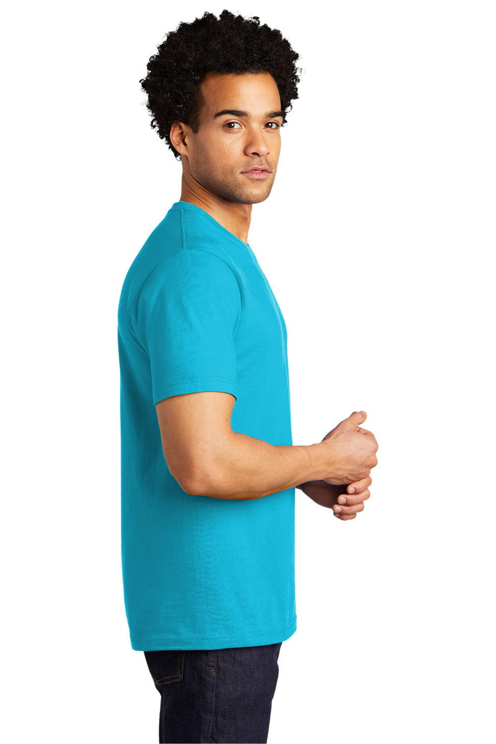 Port & Company Mens Bouncer Short Sleeve Crewneck T-Shirt Tidal Wave Blue Side
