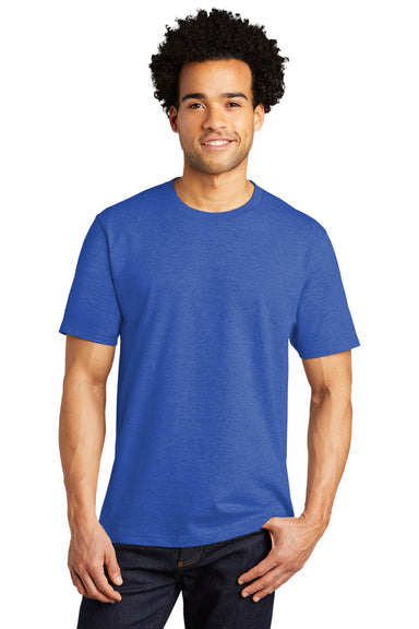 Port & Company Mens Bouncer Short Sleeve Crewneck T-Shirt Heather True Royal Blue Front
