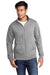 Port & Company Mens Core Fleece Full Zip Sweatshirt Heather Grey Front