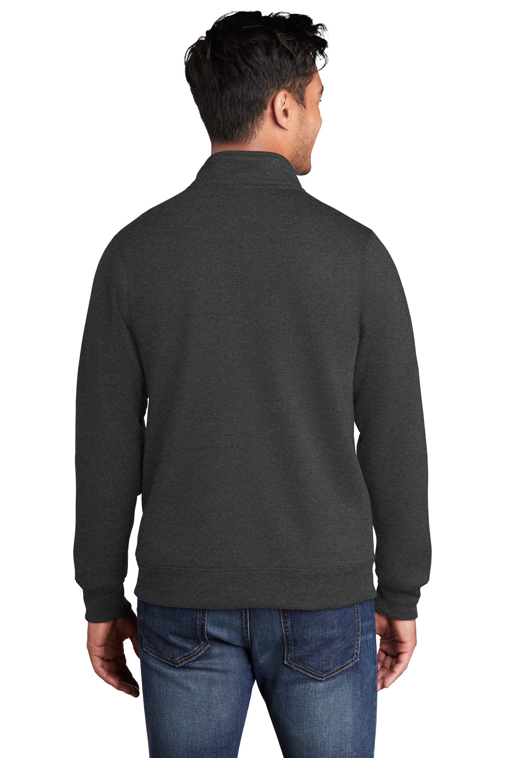 Port & Company Mens Core Fleece Full Zip Sweatshirt Heather Dark Grey Side