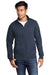 Port & Company Mens Core Fleece Full Zip Sweatshirt Navy Blue Front