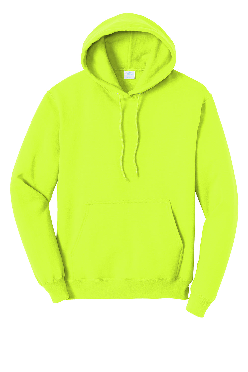 Port & Company PC78H/PC78HT Mens Core Fleece Hooded Sweatshirt Hoodie Safety Green Flat Front