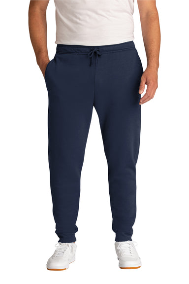Port & Company PC78J Core Fleece Jogger Sweatpants w/ Pockets Navy Blue Front