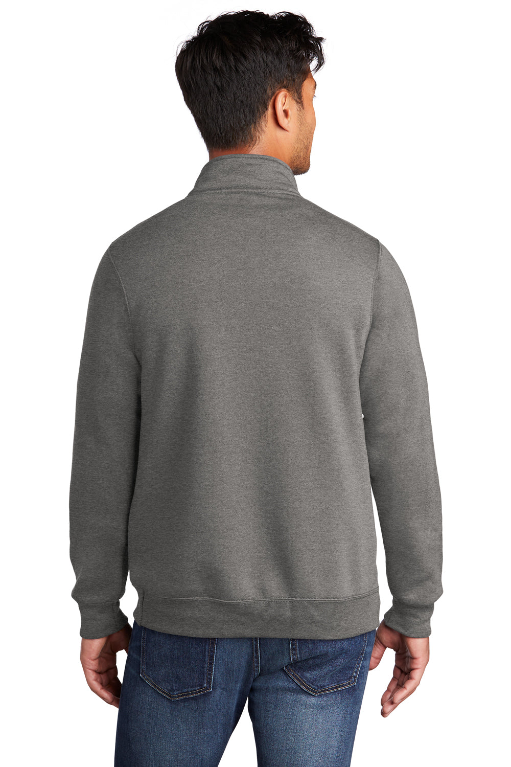 Port & Company Mens Core Fleece 1/4 Zip Sweatshirt Heather Graphite Grey Side