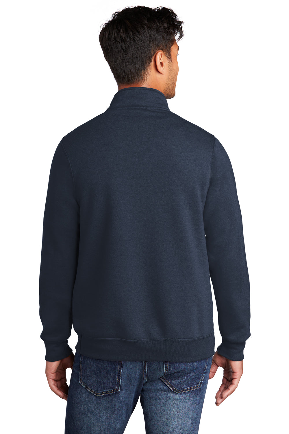 Port & Company Mens Core Fleece 1/4 Zip Sweatshirt Navy Blue Side