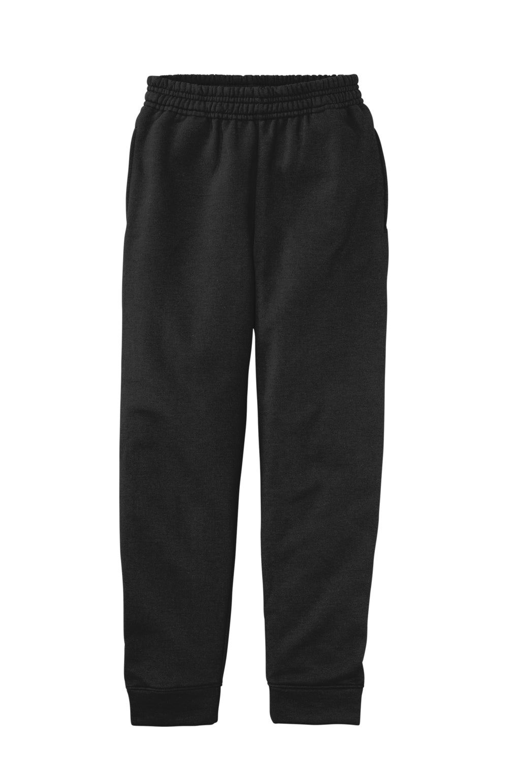 Port & Company PC78YJ Core Fleece Jogger Sweatpants w/ Pockets Jet Black Flat Front