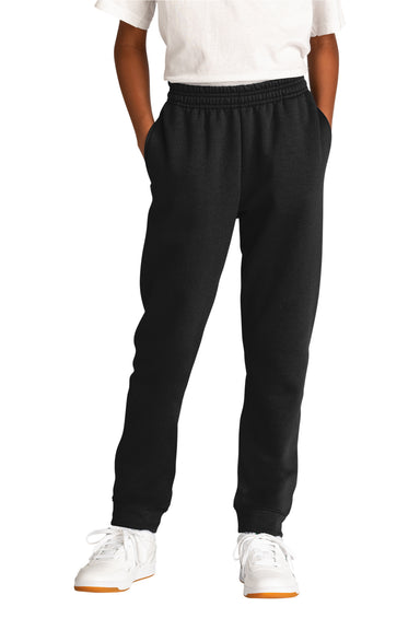 Port & Company PC78YJ Core Fleece Jogger Sweatpants w/ Pockets Jet Black Front