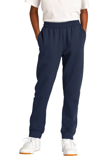 Port & Company PC78YJ Core Fleece Jogger Sweatpants w/ Pockets Navy Blue Front